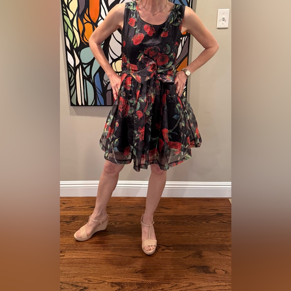 DDER Label Floral Sleeveless Dress - Black and Red